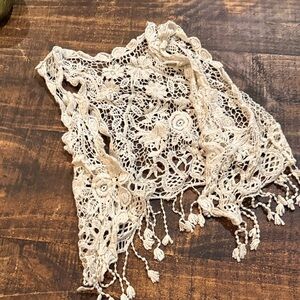 Cream Crochet Lace Vest